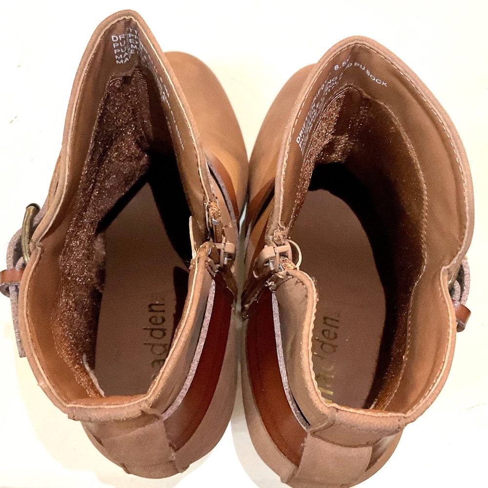 Madden NYC Driftt Side Zip Strappy Western Cowgirl Harness Ankle Boots size 8.5M - Picture 9 of 12